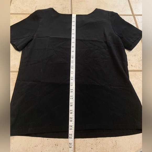 Vintage St Michael (M&S) Black Polyester Short Sleeve Top Blouse - Size 8 - Picture 7 of 7